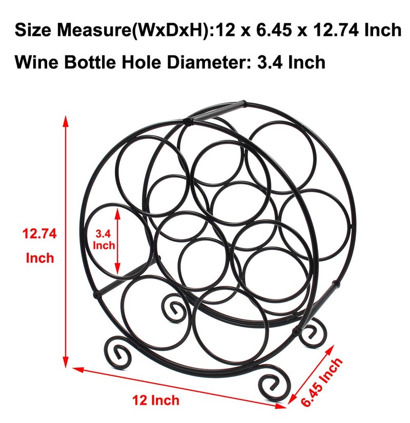 PAG 7 Bottles Freestanding Countertop Wine Rack, Metal Small Table Top Wine Rack, Drink Organizer Bottle Holder, Kitchen Organizers and Storage, Black - Image 3